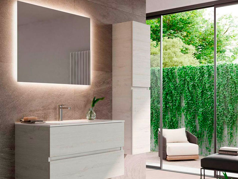 Arredo Bagno Zeus 120 nero lucido con specchio contenitore pd