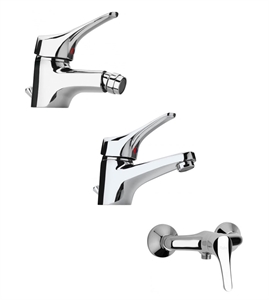 SET MISCELATORI PAINI PILOT LAVABO BIDET E DOCCIA ESTERNO CROMATO