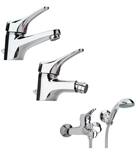 SET MISCELATORI PAINI PILOT LAVABO BIDET E VASCA ESTERNO CROMATO