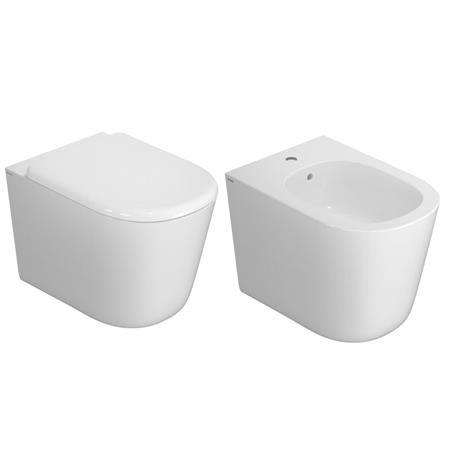 VENDITA COPPIA SANITARI VASO BIDET E COPRIVASO RALLENTATO GLOBO LALITA A TERRA SENZABRIDA