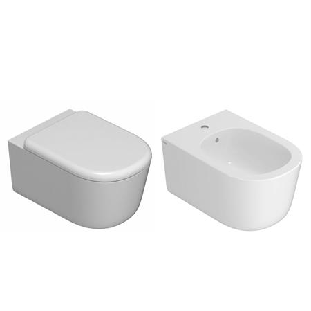 VENDITA COPPIA SANITARI VASO BIDET E COPRIVASO RALLENTATO GLOBO LALITA SOSPESI SENZABRIDA