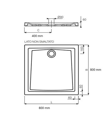 Piatto doccia geberit 60 quadrato 80x80 in ceramica h 6 cm
