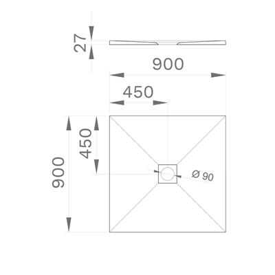 Piatto doccia stone quadrato 90x90 bianco effetto pietra slim