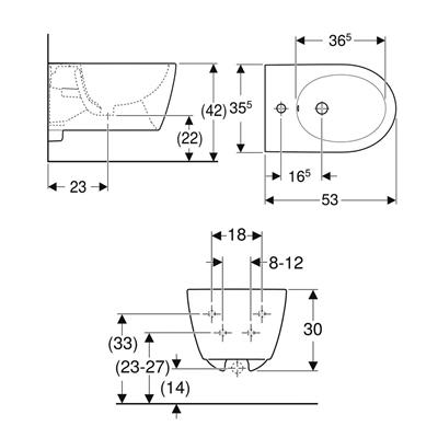 Coppia sanitari vaso bidet e coprivaso rallentato geberit icon sospesi rimfree