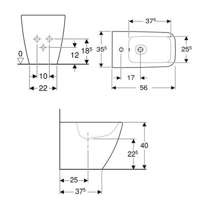 Coppia sanitari vaso bidet e coprivaso rallentato geberit icon square a terra rimfree