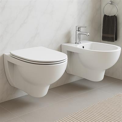 Coppia sanitari vaso bidet e coprivaso universale rallentato geberit colibri sospesi