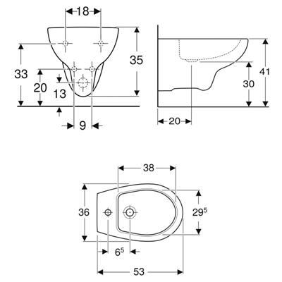 Coppia sanitari vaso bidet e coprivaso originale tradizionale geberit colibri sospesi