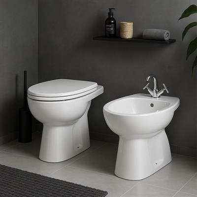 Coppia sanitari vaso bidet e coprivaso universale rallentato geberit colibri a terra