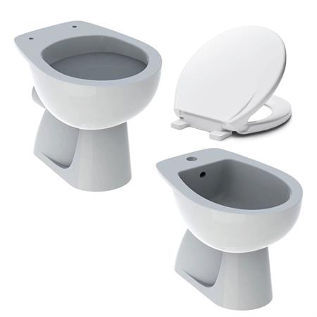 VENDITA COPPIA SANITARI VASO BIDET E COPRIVASO UNIVERSALE RALLENTATO GEBERIT COLIBRI SCARICO A PARETE
