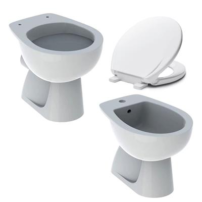 VENDITA COPPIA SANITARI VASO BIDET E COPRIVASO UNIVERSALE RALLENTATO GEBERIT COLIBRI SCARICO A PARETE