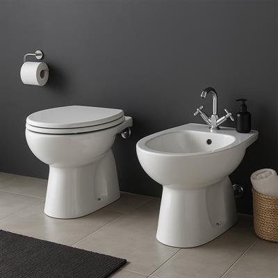 Coppia sanitari vaso bidet e coprivaso universale rallentato geberit colibri scarico a parete