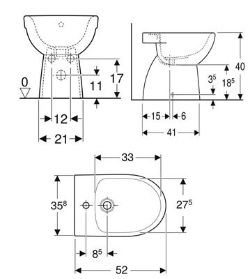 Coppia sanitari vaso bidet e coprivaso tradizionale geberit selnova a terra