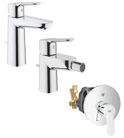 Set miscelatori grohe bauedge lavabo bidet e doccia incasso con deviatore cromato