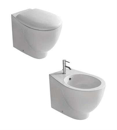 Coppia sanitari vaso bidet e coprivaso rallentato globo bowl a terra