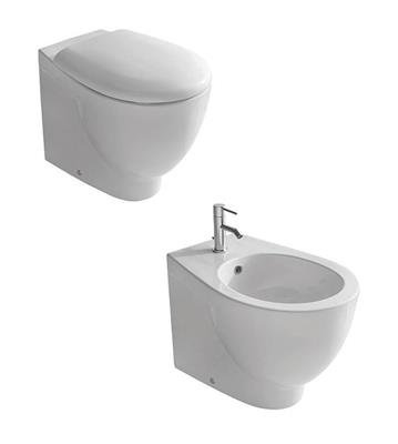 Coppia sanitari vaso bidet e coprivaso rallentato globo bowl a terra
