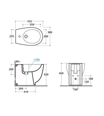Coppia sanitari vaso bidet e coprivaso rallentato globo bowl a terra