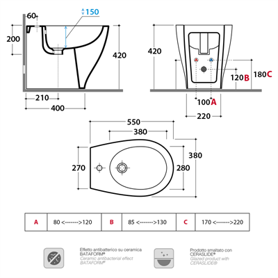 Coppia sanitari vaso bidet e coprivaso rallentato globo bowl+ a terra