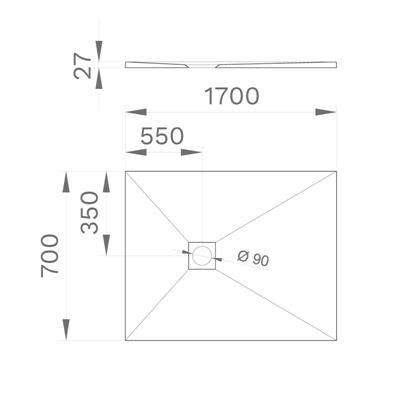 Piatto doccia stone rettangolare 70x170 bianco effetto pietra slim