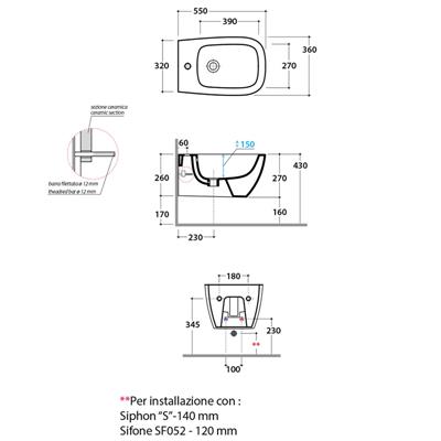 Coppia sanitari vaso bidet e coprivaso rallentato globo genesis sospesi 55x36 senzabrida