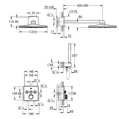 Set doccia grohe grohtherm smartcontrol rainshower smartactive 310 cube cromo