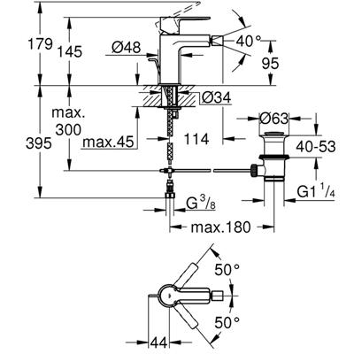Miscelatore bidet grohe lineare 33848dc1 satinato super steel