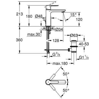 Miscelatore lavabo grohe lineare 32114dc1 satinato super steel