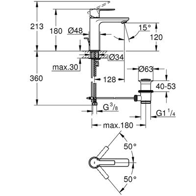 Miscelatore lavabo grohe lineare 32114al1 taglia s grafite spazzolato