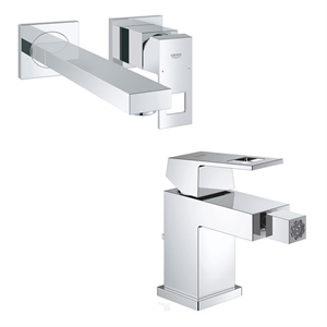 SET MISCELATORI GROHE EUROCUBE LAVABO A MURO E BIDET S CROMATO