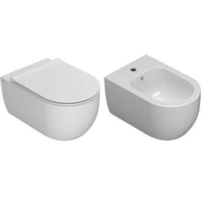 Coppia sanitari vaso bidet e coprivaso tradizionale globo mode sospesi senzabrida