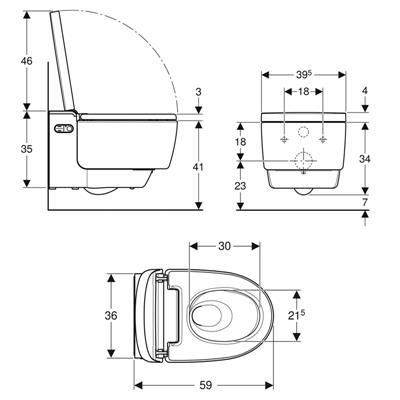 Vaso bidet geberit aquaclean mera comfort 146.210.21.1 rimfree sospeso cromato
