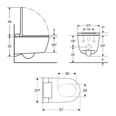 Vaso bidet geberit aquaclean sela 146.220.21.1 rimfree sospeso cromato
