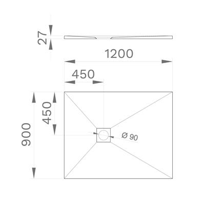Piatto doccia stone rettangolare 90x120 bianco effetto pietra slim