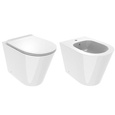 Coppia sanitari vaso bidet e coprivaso rallentato surf a terra senzabrida