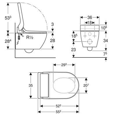 Vaso bidet geberit aquaclean tuma comfort 146.310.11.1 rimfree a terra bianco lucido