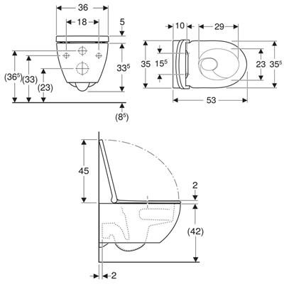 Coppia sanitari vaso bidet e coprivaso rallentato geberit acanto sospesi rimfree