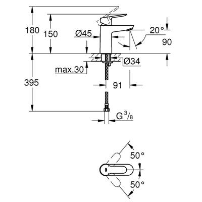 Miscelatore lavabo grohe bauedge 23330000 taglia s cromato