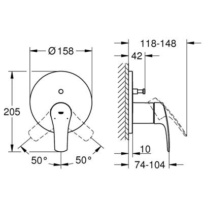 Miscelatore doccia grohe eurosmart 24043003 con deviatore a due vie cromato