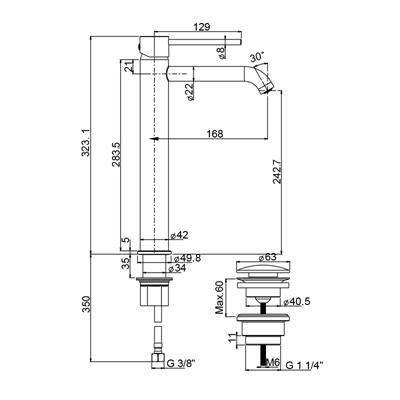 Miscelatore lavabo paini cox 78cr211ollsr alto cromato