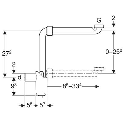 Sifone salvaspazio geberit 151.117.11.1 curvo per lavabo scarico orizzontale