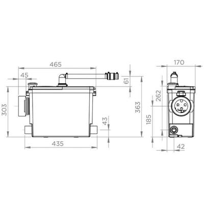 Trituratore wc da incasso sanitrit sfa modello sanipack pro up