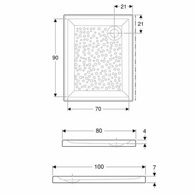 Piatto doccia geberit bastia rettangolare 80x100 in ceramica h 7cm