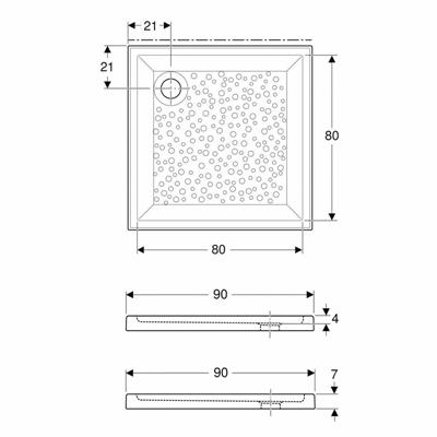 Piatto doccia geberit bastia quadrato 90x90 in ceramica h 7cm