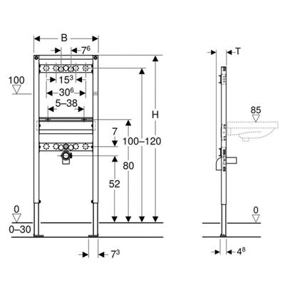 Modulo geberit duofix 111.452.00.2 per lavabo 130 cm con rubinetteria a parete esterna
