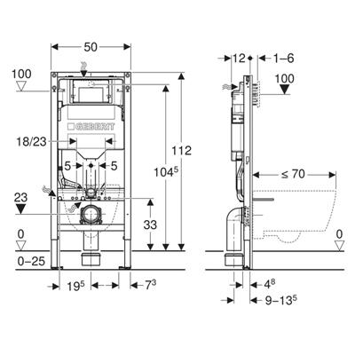Modulo geberit duofix 111.907.00.6 per wc sospeso 112 cm con cassetta di scarico sigma 12