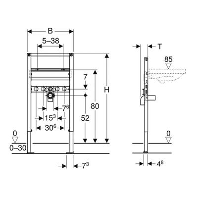 Modulo geberit duofix 111.487.00.2 per lavabo h 82-98 cm con rubinetteria a pianale