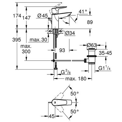 Miscelatore lavabo grohe startedge 24196001 taglia s cromato