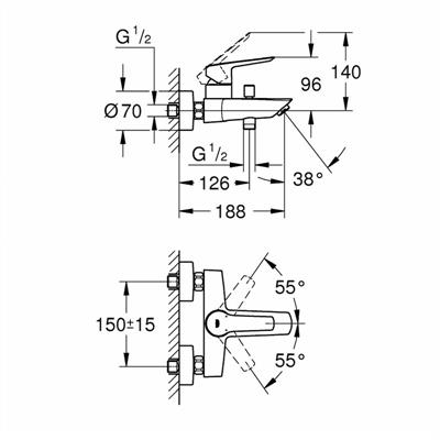 Miscelatore vasca esterno grohe start 322782432 nero opaco
