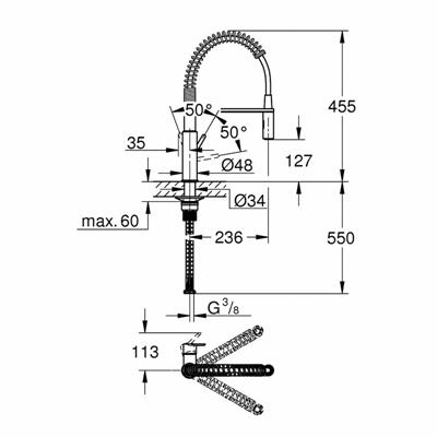 Miscelatore lavello grohe get 30361000 cromato con doccetta professionale