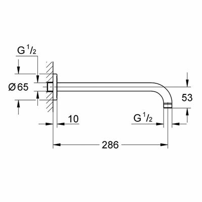 Braccio doccia a parete grohe rainshower 28576000 cromato 286 mm