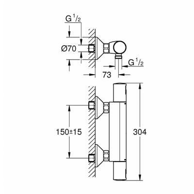 Miscelatore doccia grohe precision start 345942430 termostatico nero opaco